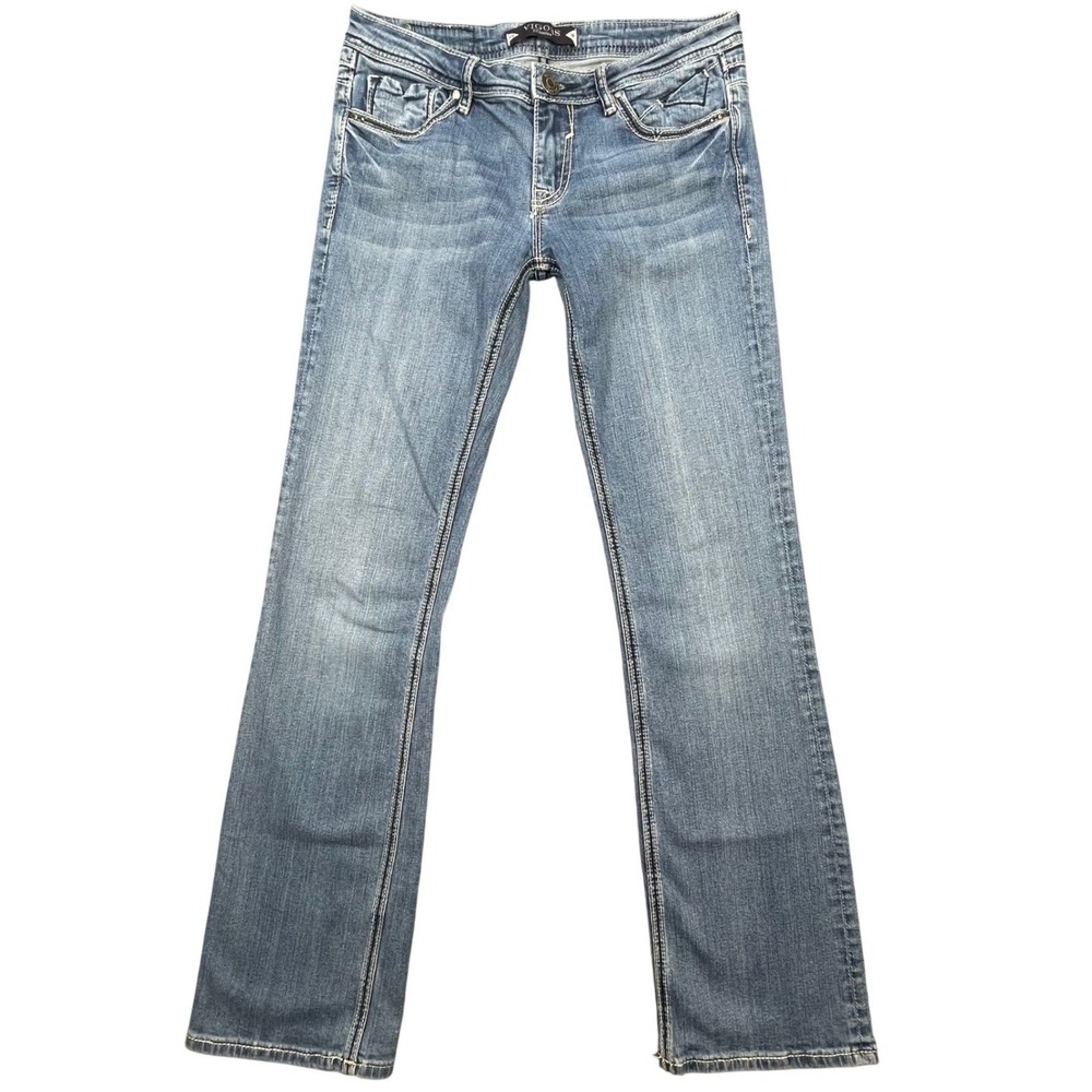 Vigoss Blue Embroidered Contrast Stitch Bootcut Jeans Womens 5/6